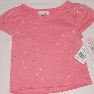 Little Lass Baby Girl Size 2T Pink and Diamond Bling T-shirt Short Sleeves New